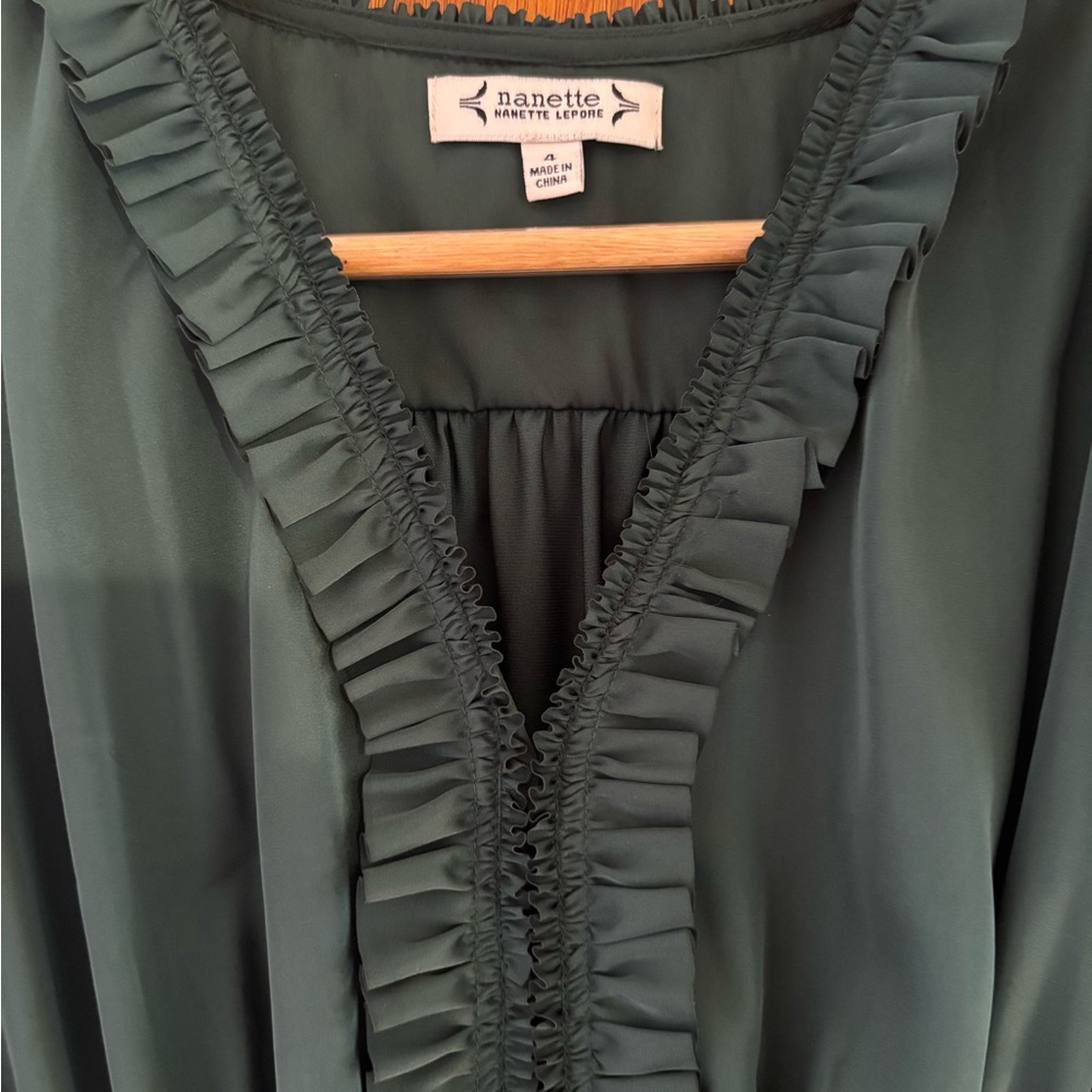 Nanette Lepore Dark Green Long Sleeve Dress - Picture 2 of 4